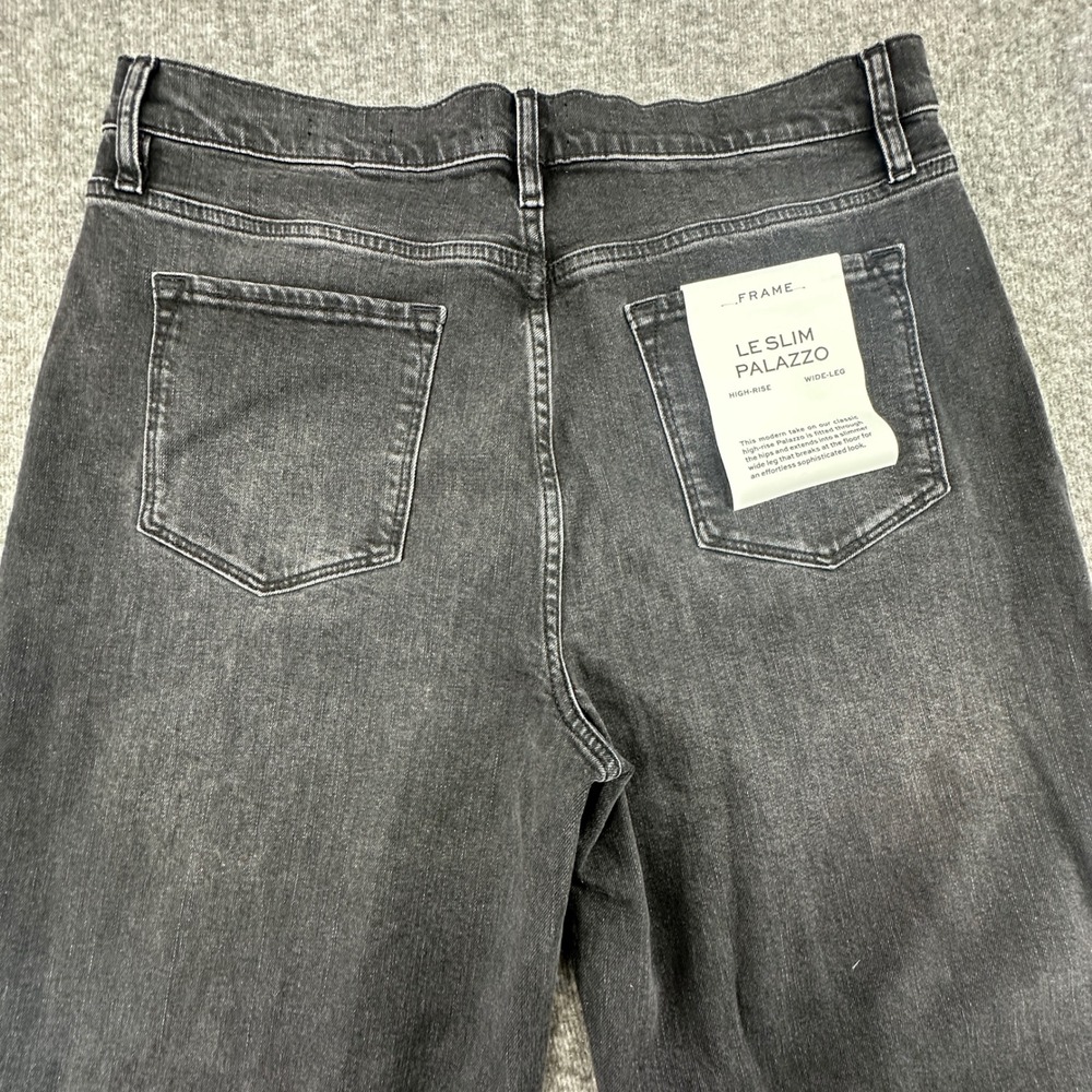 FRAME Le Slim Palazzo High Rise Wide Leg Jeans Black Wash Size 32 NWT - Picture 8 of 9